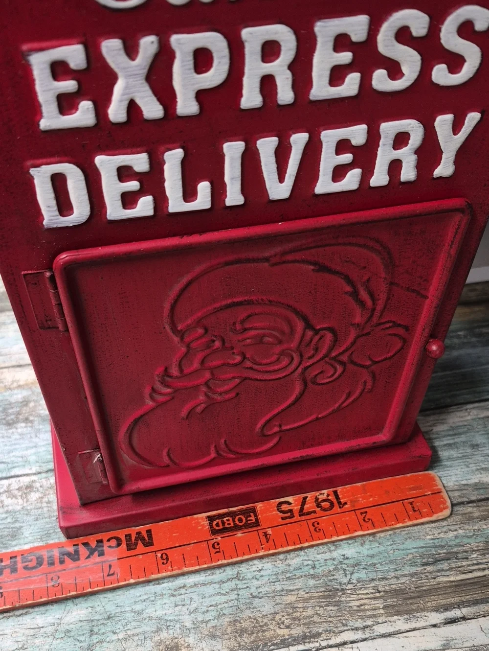 CHRISTMAS Metal Mailbox Letters To Santa Red 15x8x6